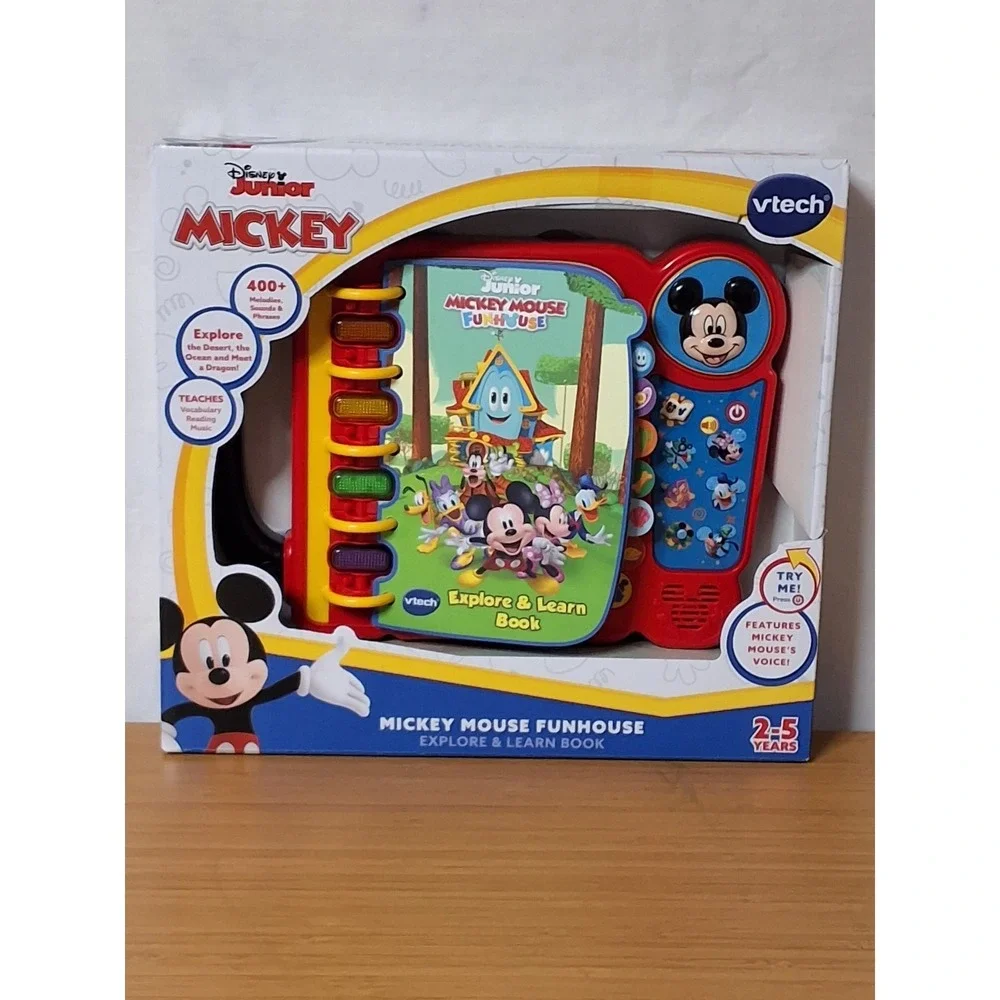 VTech Mickey Mouse Funhouse Explore & Learn Book, 14 Pages, Disney, Brand New!